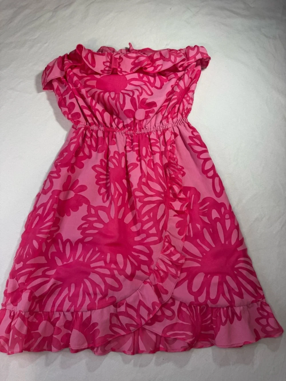 Lilly Pulitzer Petula Strapless Ruffle Floral Mini Dress M - Picture 10 of 11